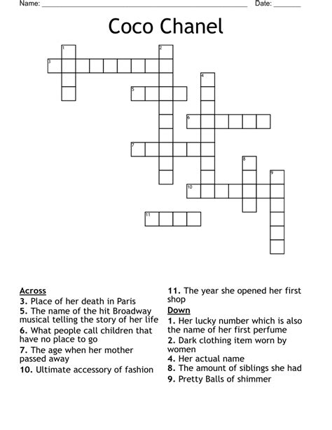 chanel's famous fragrance crossword.